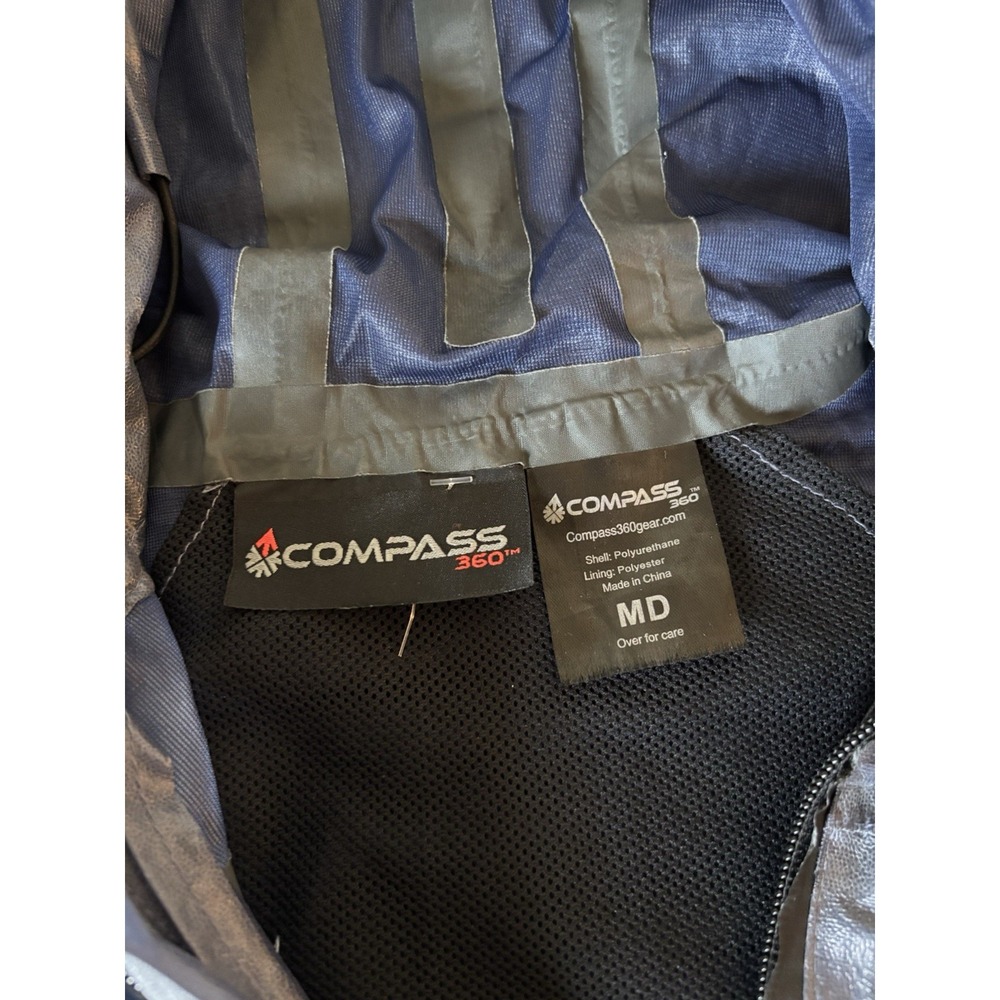 Compass 360 Mens Gray Hooded Full Zip Waterproof Rain Jacket Size M